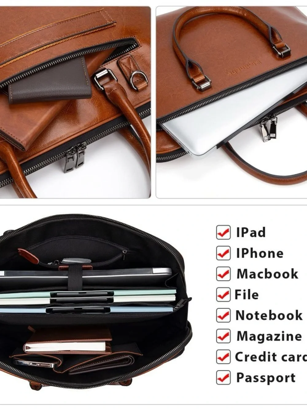 NWT Blofinche Brown Leather Laptop Messenger Bag